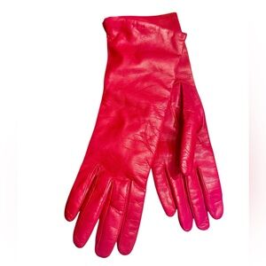 Sermoneta Genuine Leather gloves size 7 Women Cashmere Lined Made In Italy Red